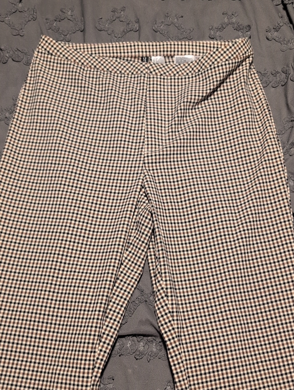 Divided Beige and Black Gingham Trousers